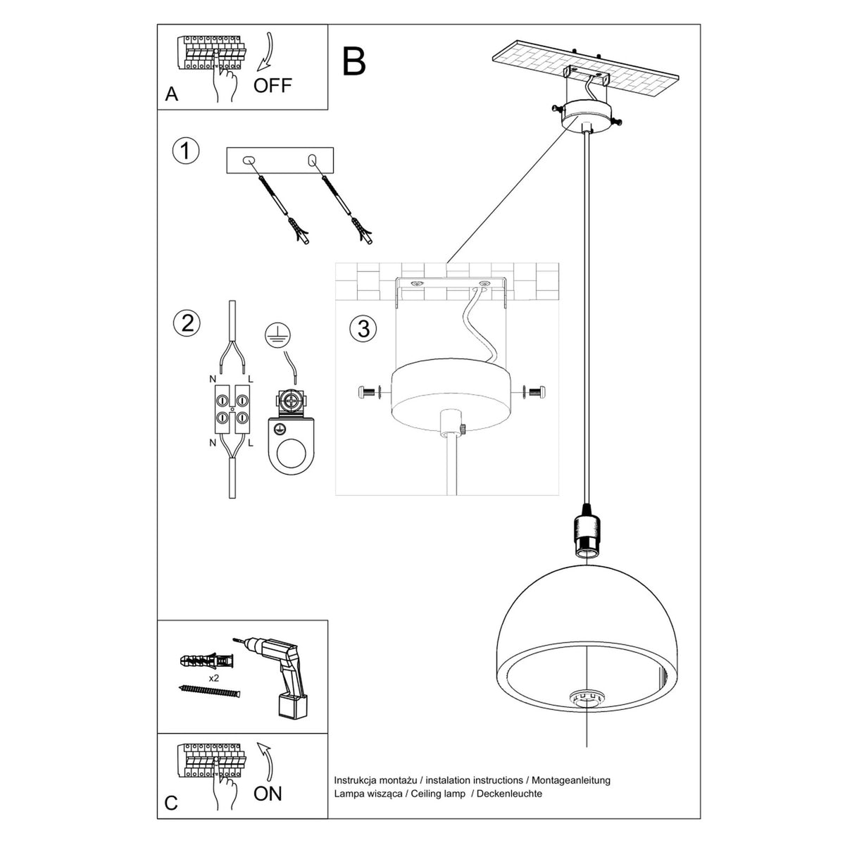 Schéma d'installation du luminaire