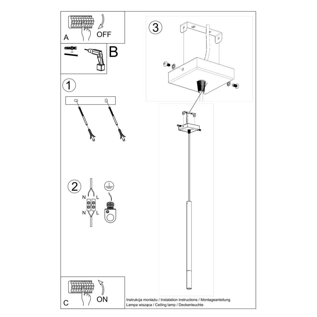 Schéma d'installation du luminaire