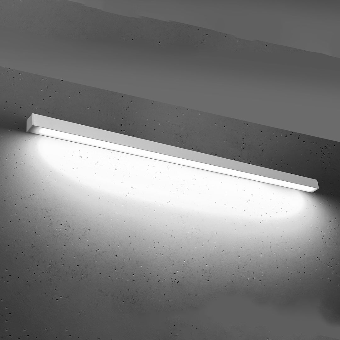 Applique murale linéaire PINNE blanc allumée, lumière vers le bas