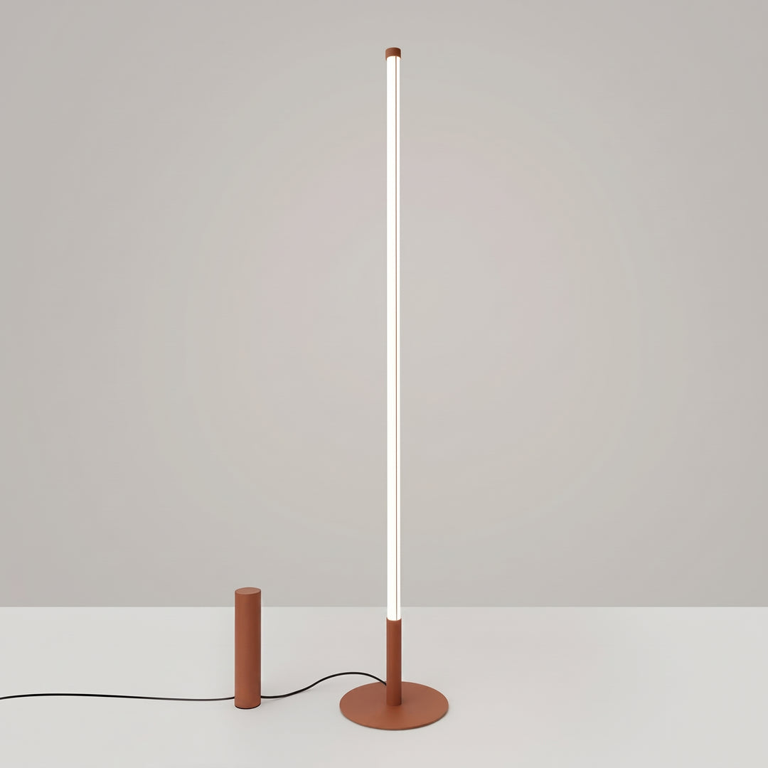 Lampadaire TRANG moka allumée, tube lumineux