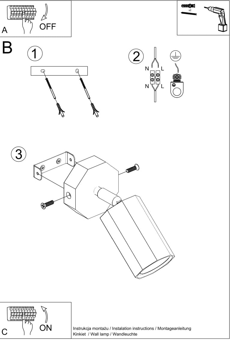 Schéma d'installation du luminaire