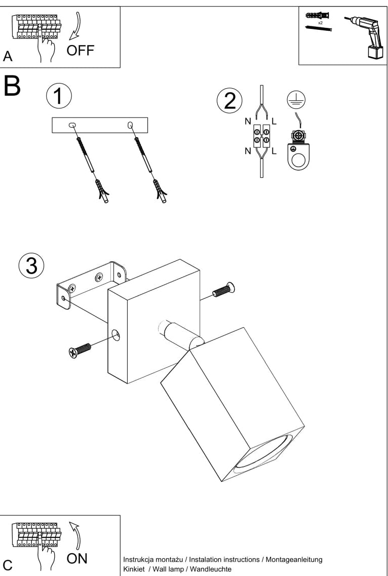 Schéma d'installation du luminaire