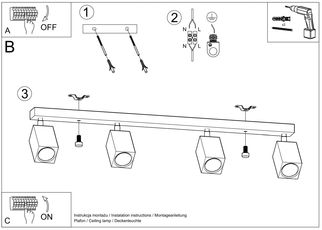 Schéma d'installation du luminaire