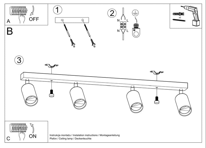 Luminaire Plafonnier | BERG 4 (Bois Naturel)