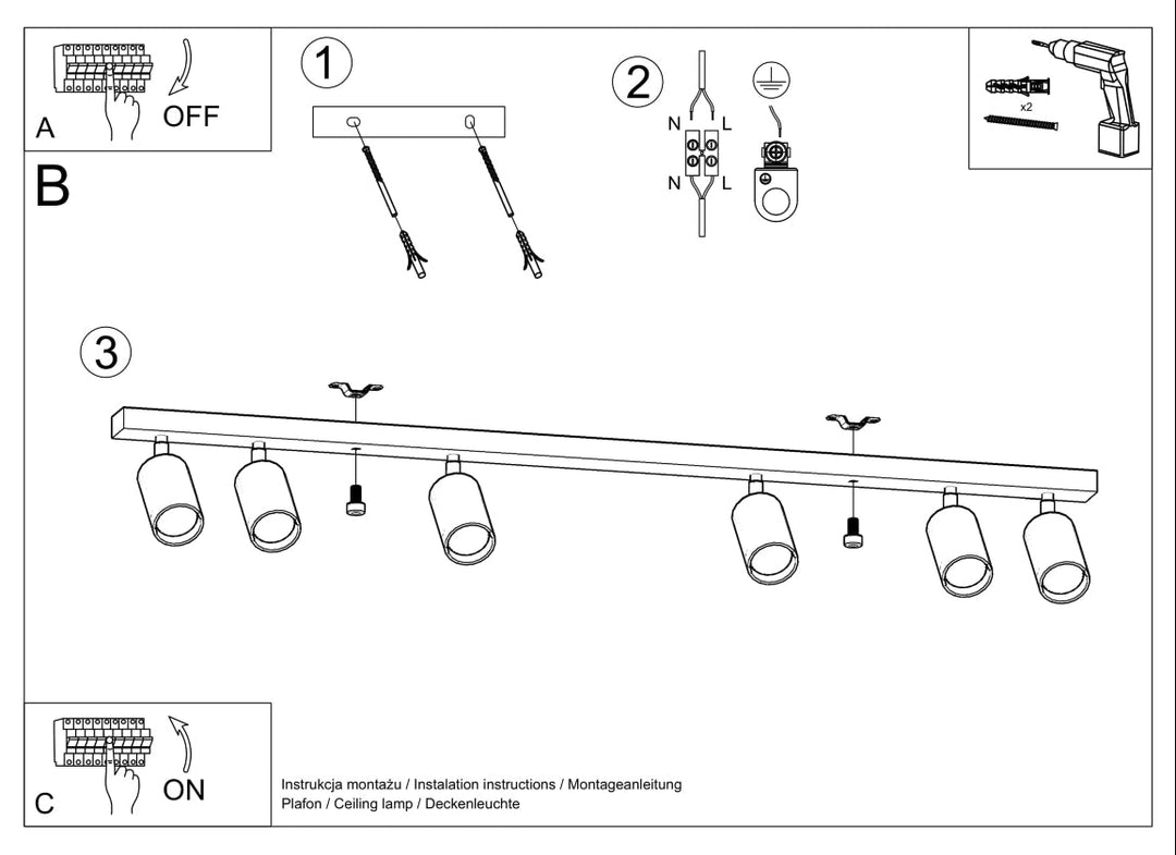 Luminaire Plafonnier | BERG 6 (Bois Naturel)