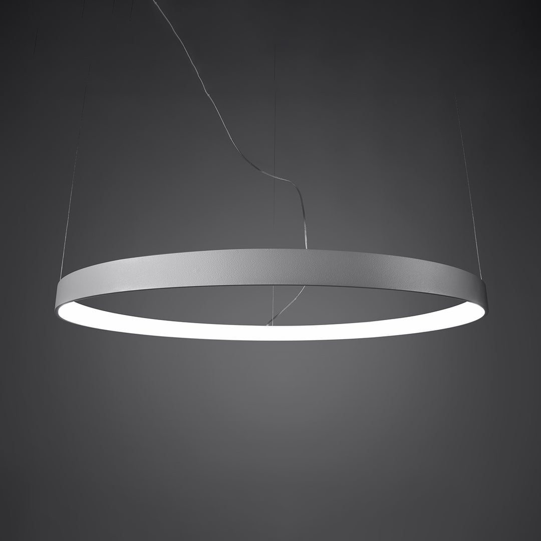 Lustre anneau RIO blanc allumée, suspendu