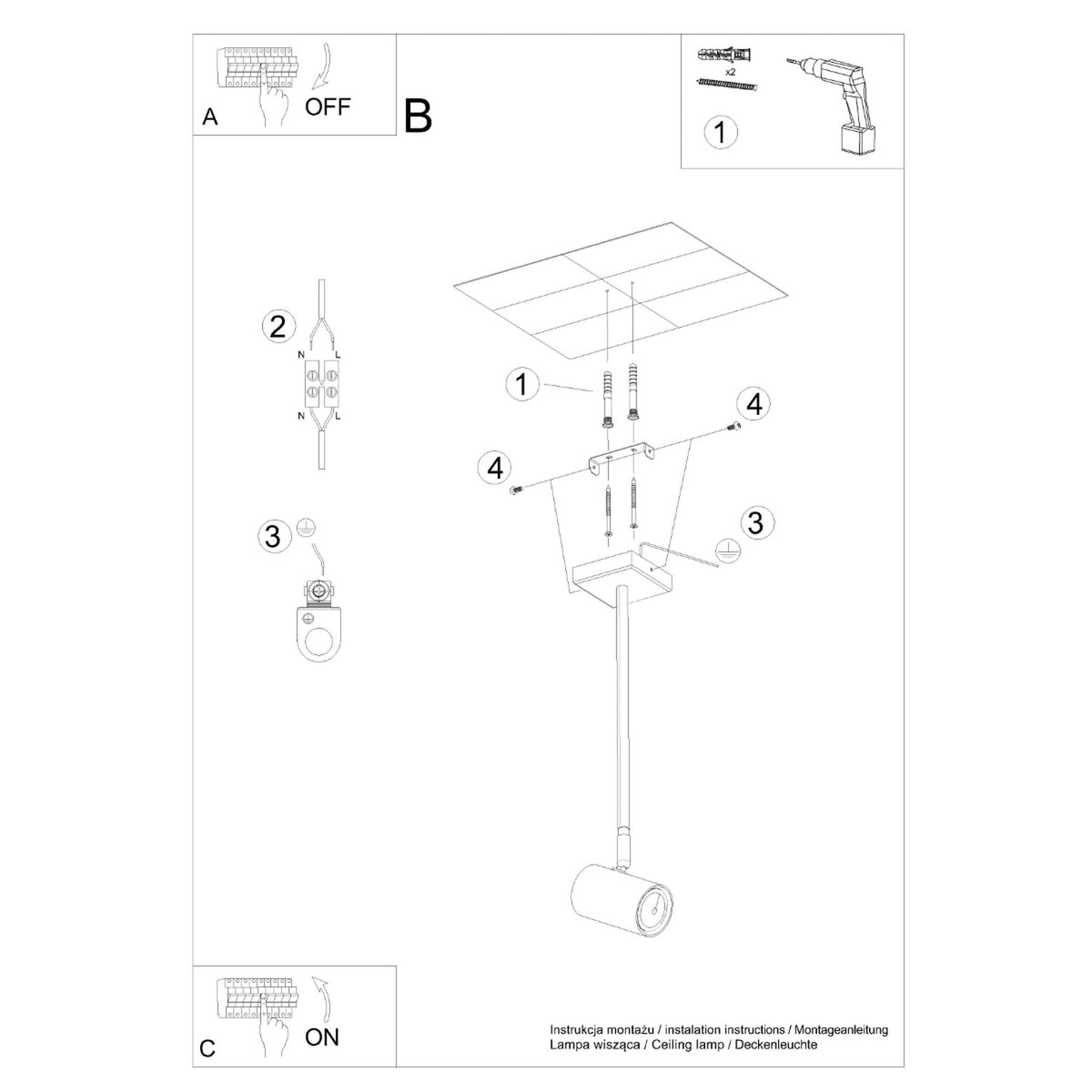Schéma d'installation du luminaire