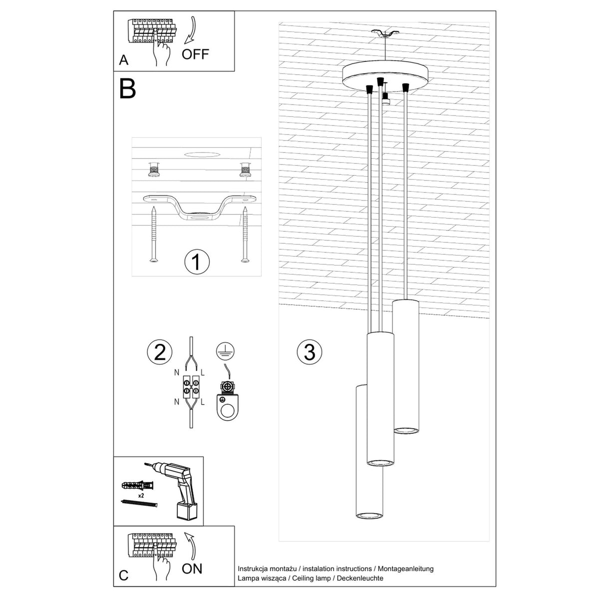 Schéma d'installation du luminaire