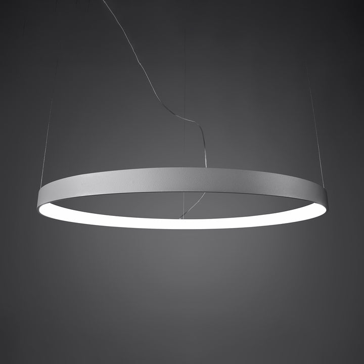 Lustre anneau RIO noir allumée, suspendu
