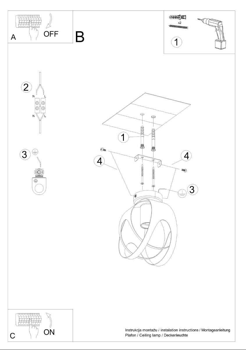 Schéma d'installation du luminaire