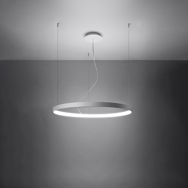 Lustre anneau RIO blanc allumée, suspendu