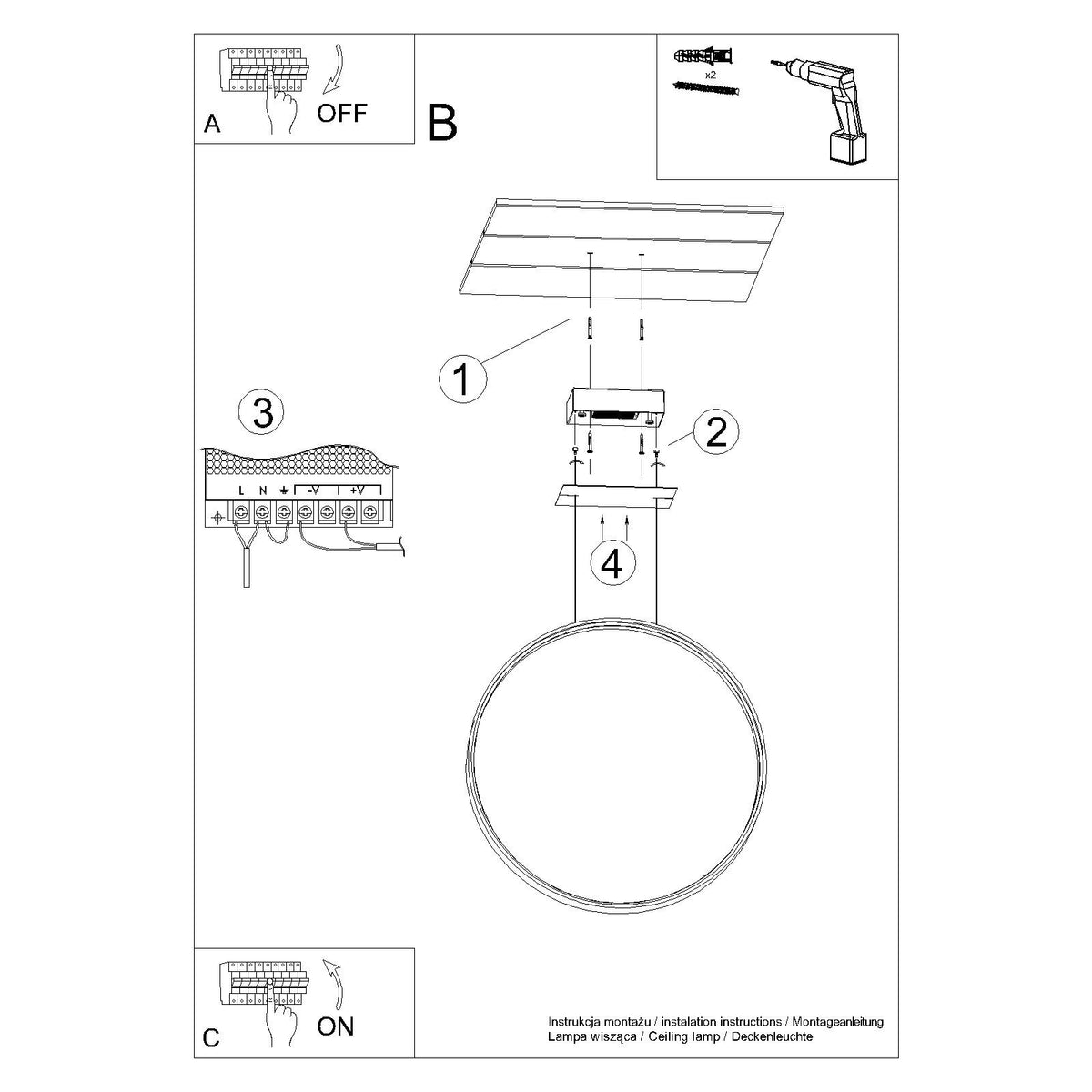 Schéma d'installation du luminaire