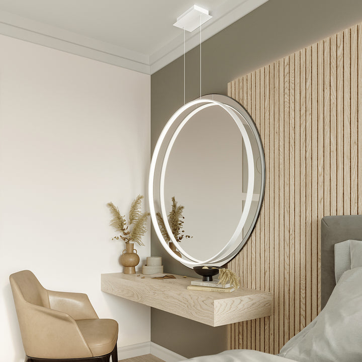 Suspension anneau RIO blanc au-dessus d'une coiffeuse