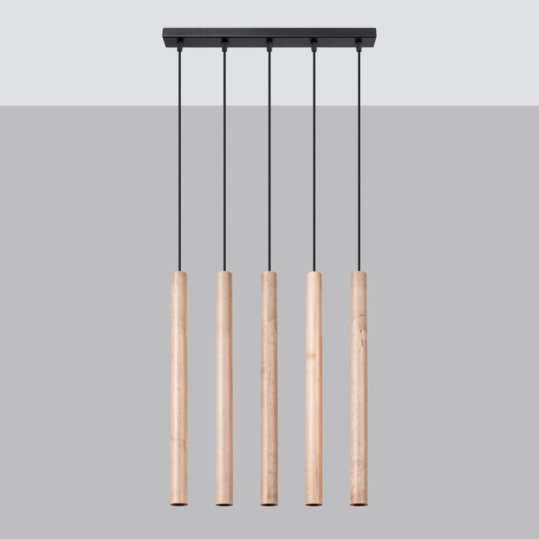 Suspension tube fin bois naturel éteinte