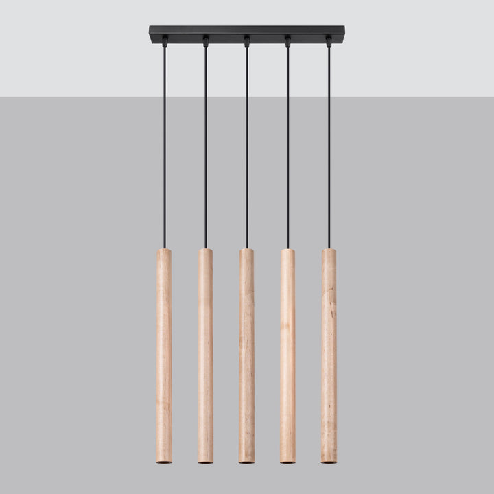 Suspension tube fin bois naturel éteinte