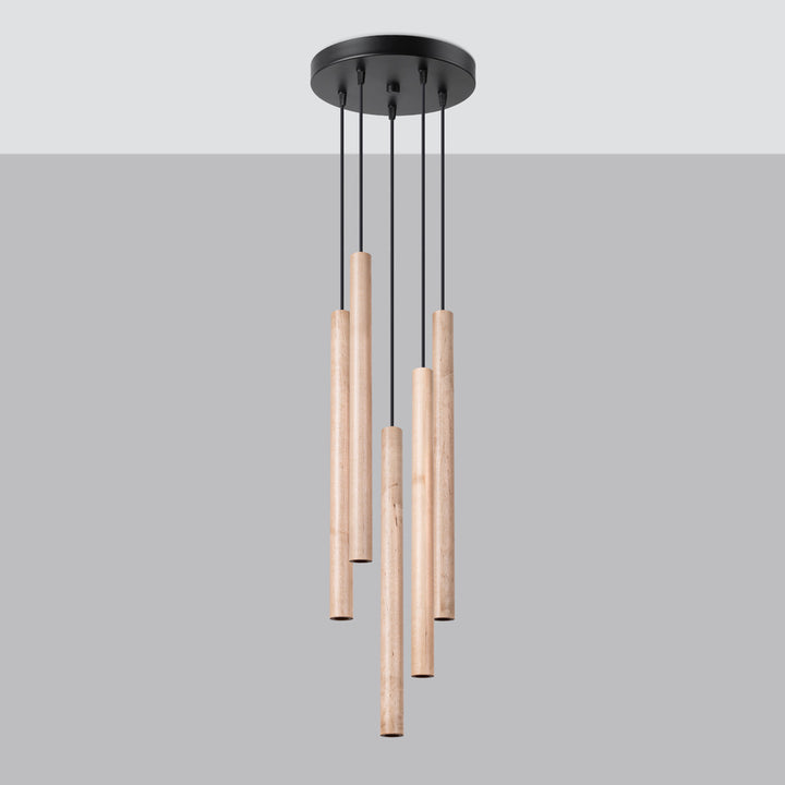 Suspension tube fin bois naturel éteinte