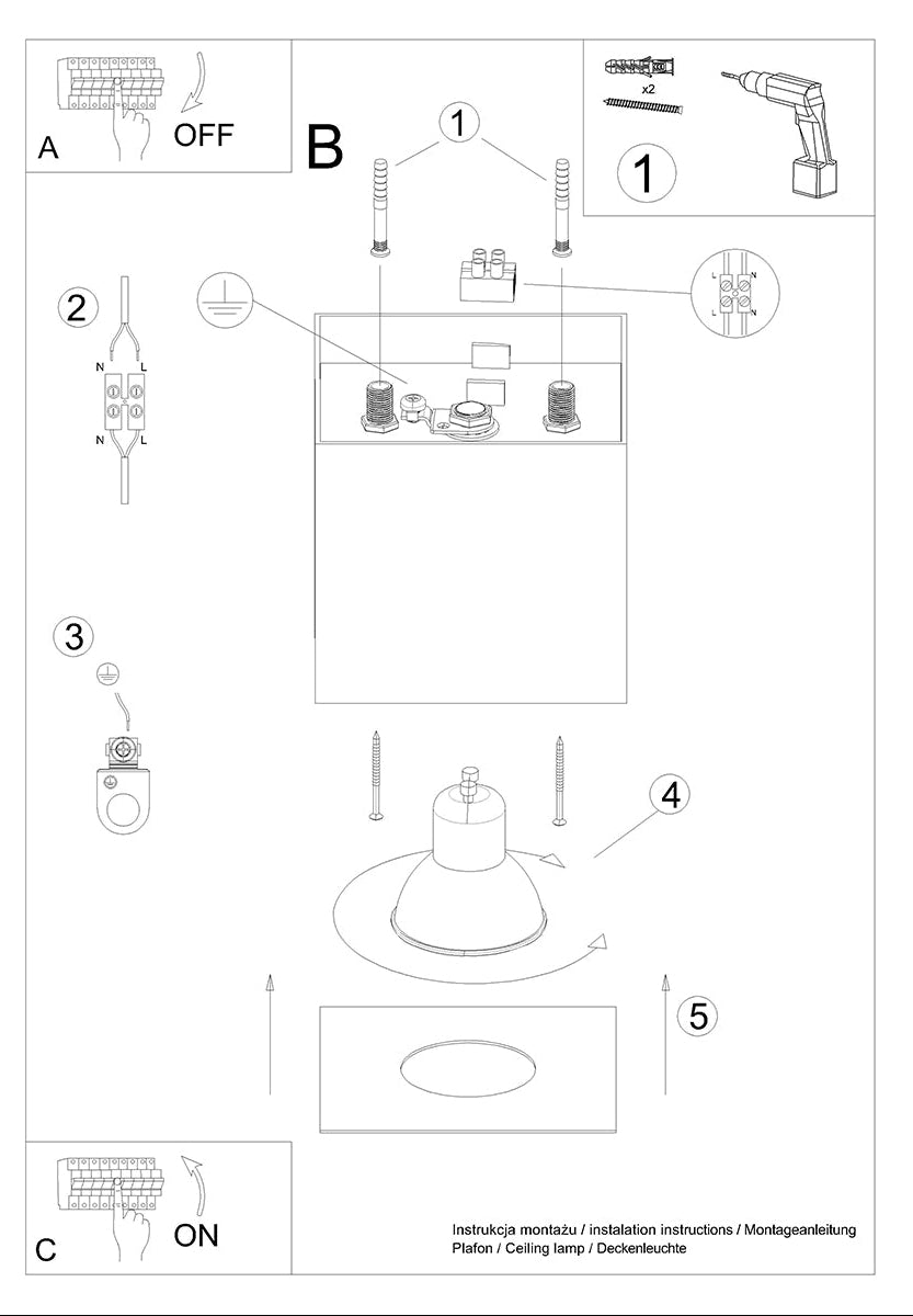 Schéma d'installation du luminaire