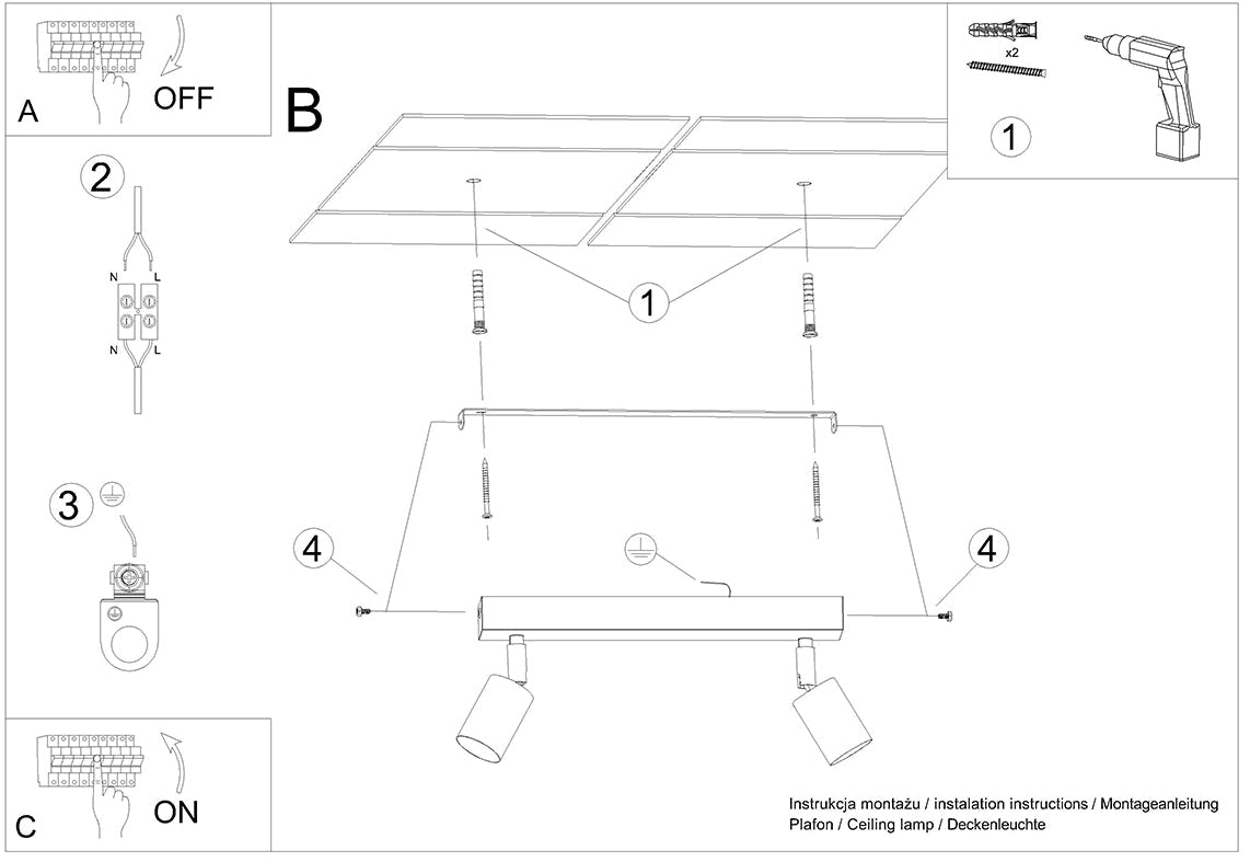 Schéma d'installation du luminaire