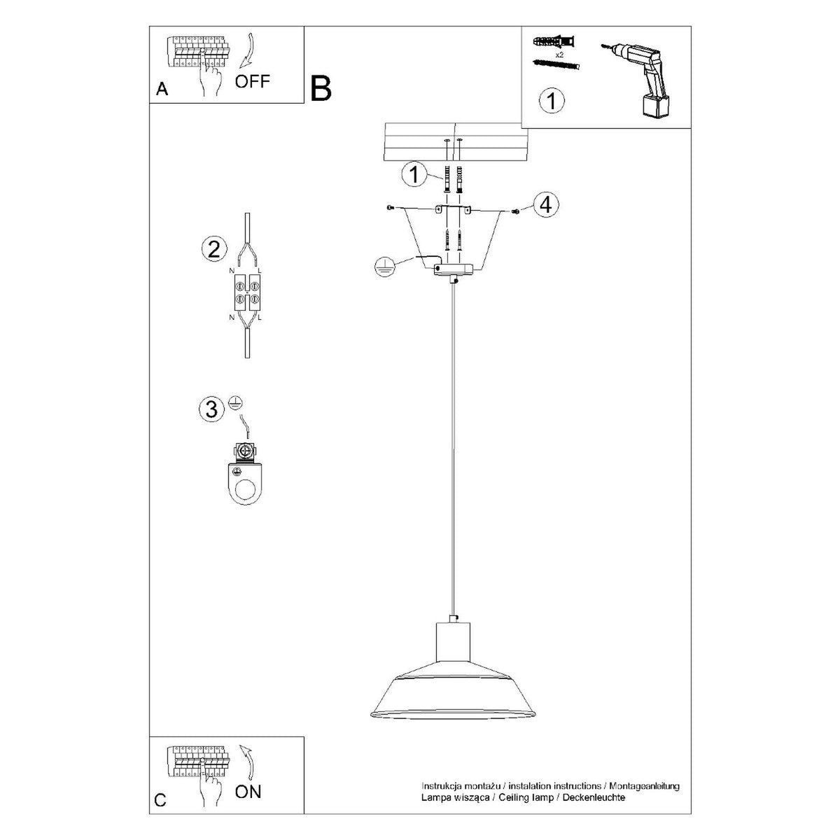 Schéma d'installation du luminaire