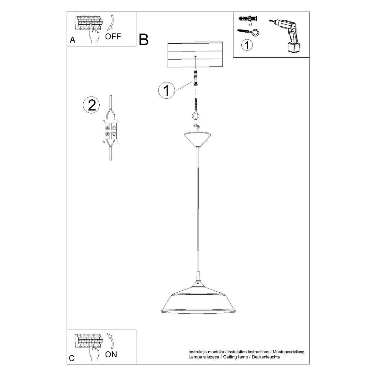 Schéma d'installation du luminaire