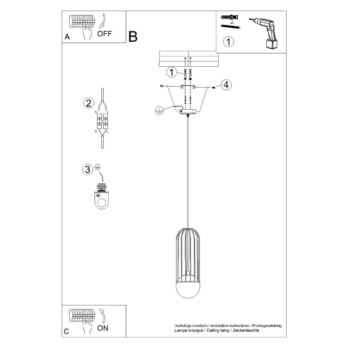 Schéma d'installation du luminaire