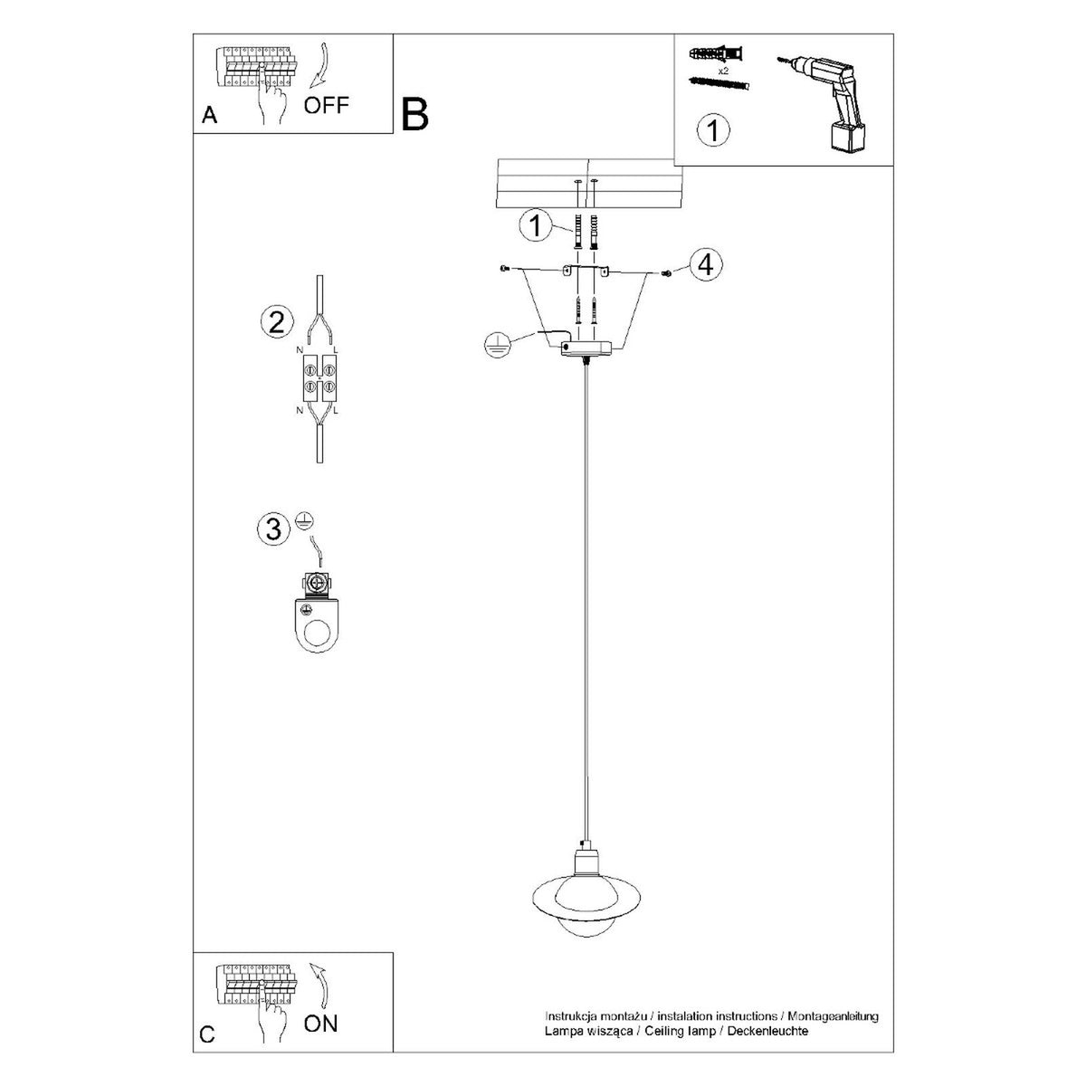 Schéma d'installation du luminaire