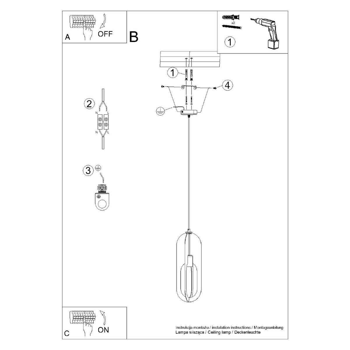 Schéma d'installation du luminaire