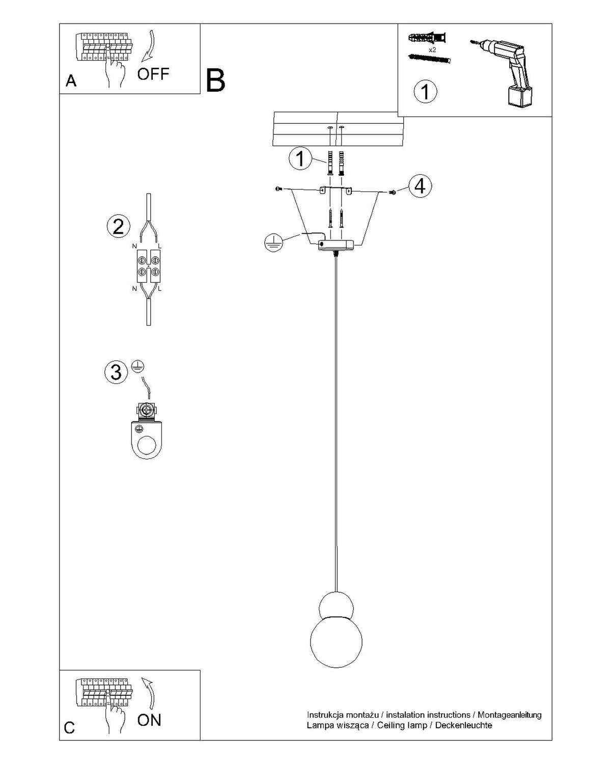 Schéma d'installation du luminaire
