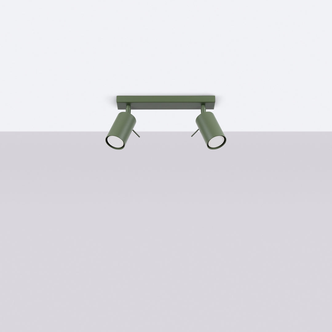 Luminaire Plafonnier vert olive éteinte, vue rapprochée