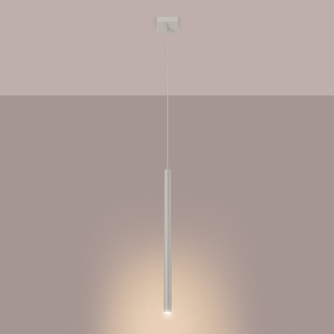 Suspension tube fin beige allumée