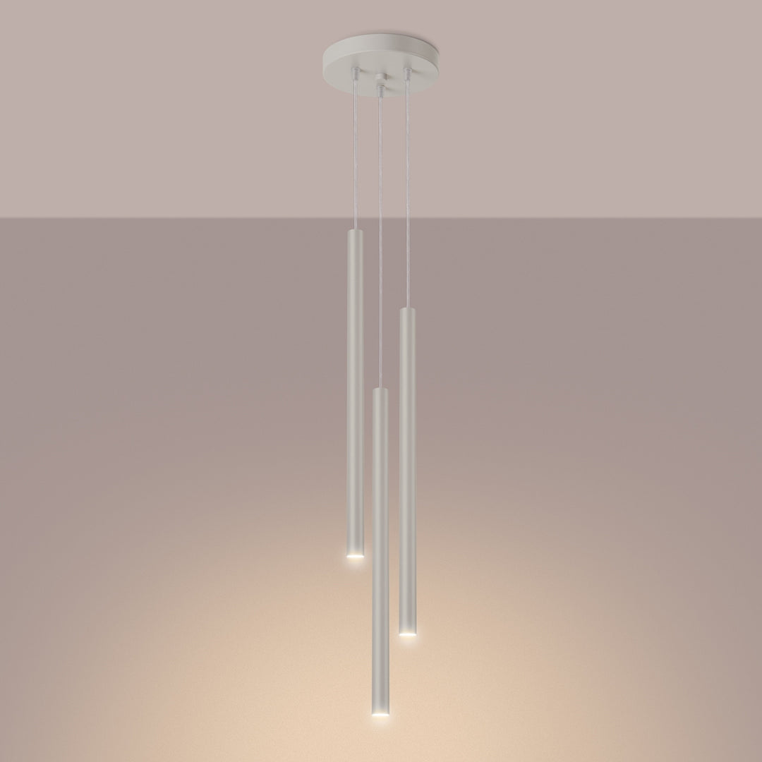Suspension tube fin beige allumée