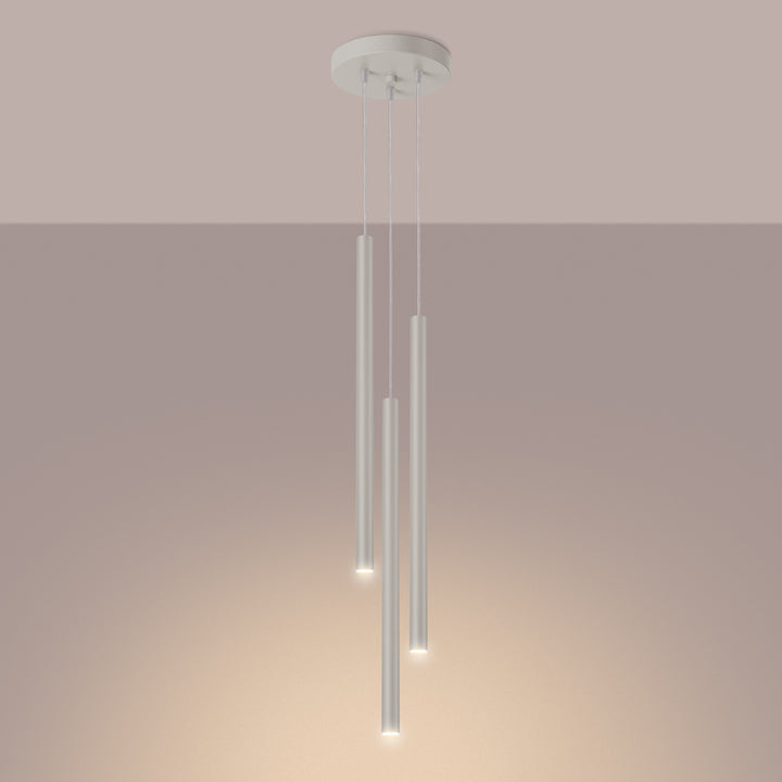 Suspension tube fin beige allumée