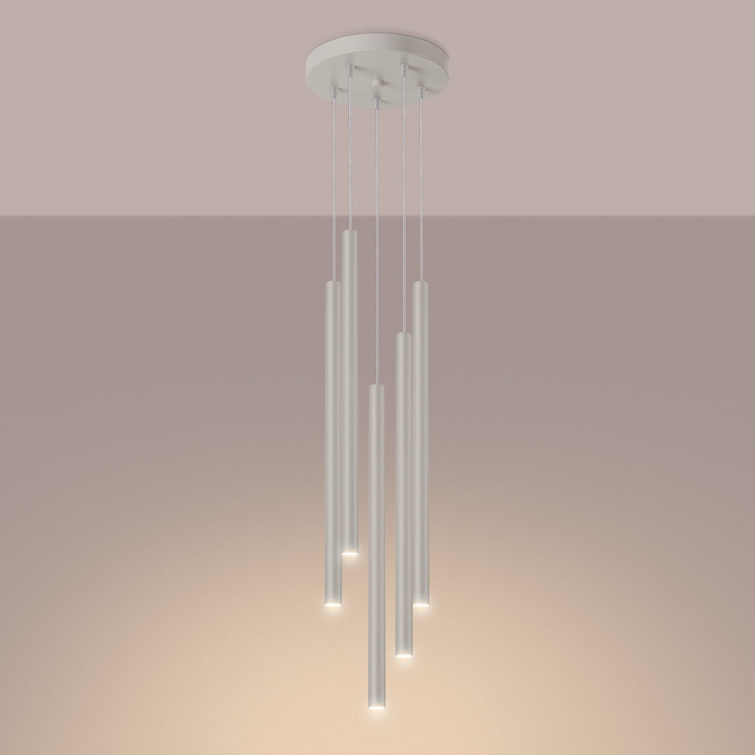 Suspension tube fin beige allumée