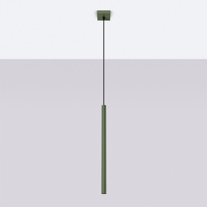 Suspension tube fin vert olive éteinte