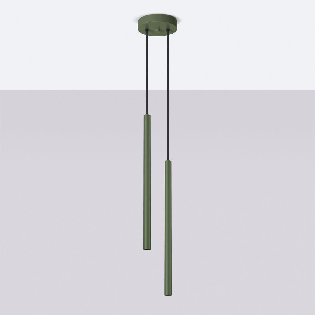 Suspension tube fin vert olive éteinte