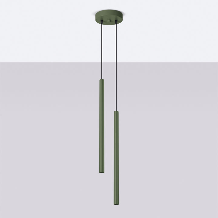 Suspension tube fin vert olive éteinte