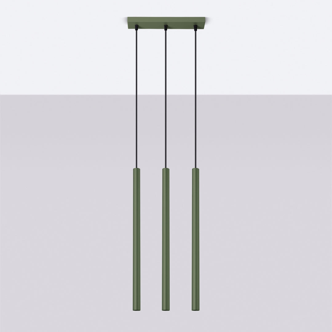 Suspension tube fin vert olive éteinte