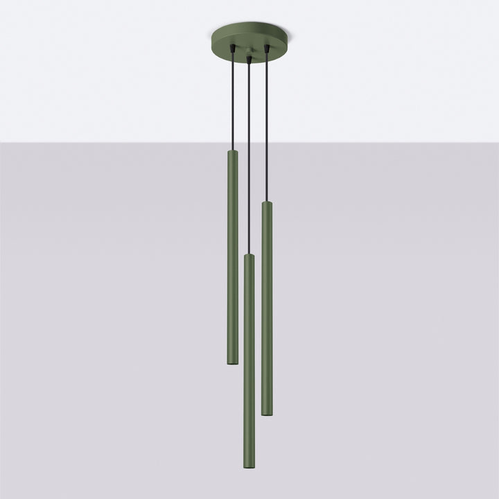 Suspension tube fin vert olive éteinte