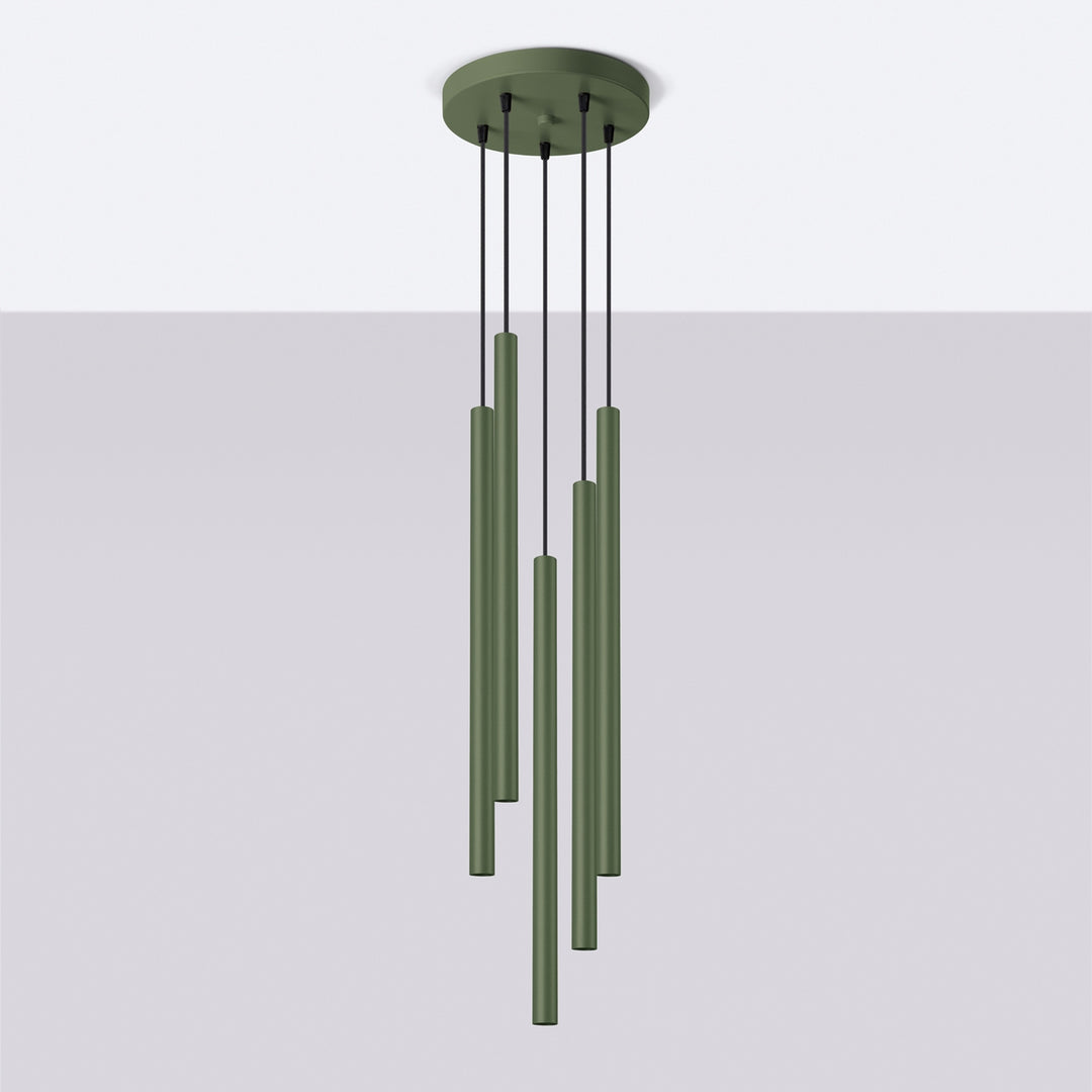 Suspension tube fin vert olive éteinte