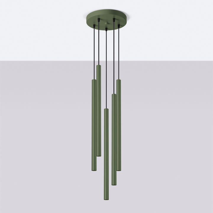 Suspension tube fin vert olive éteinte
