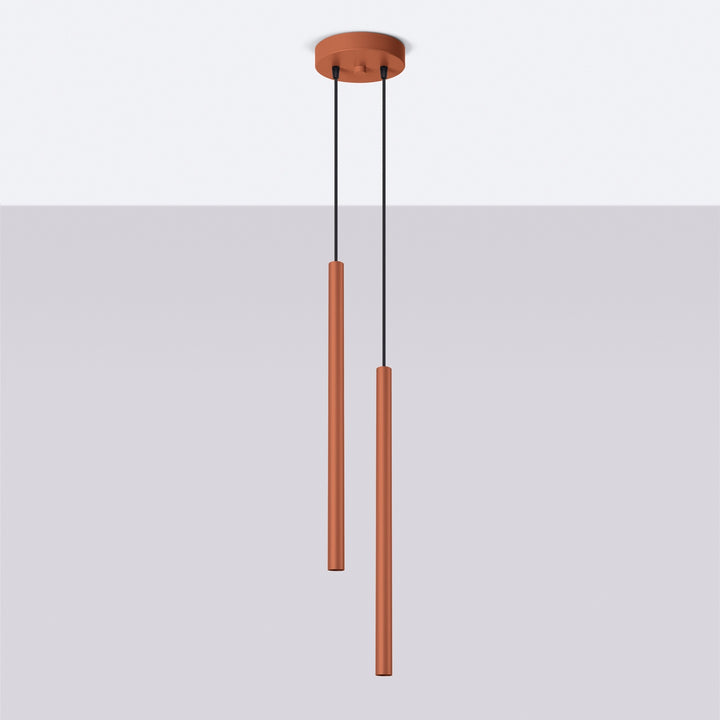 Suspension tube fin ocre rouge éteinte