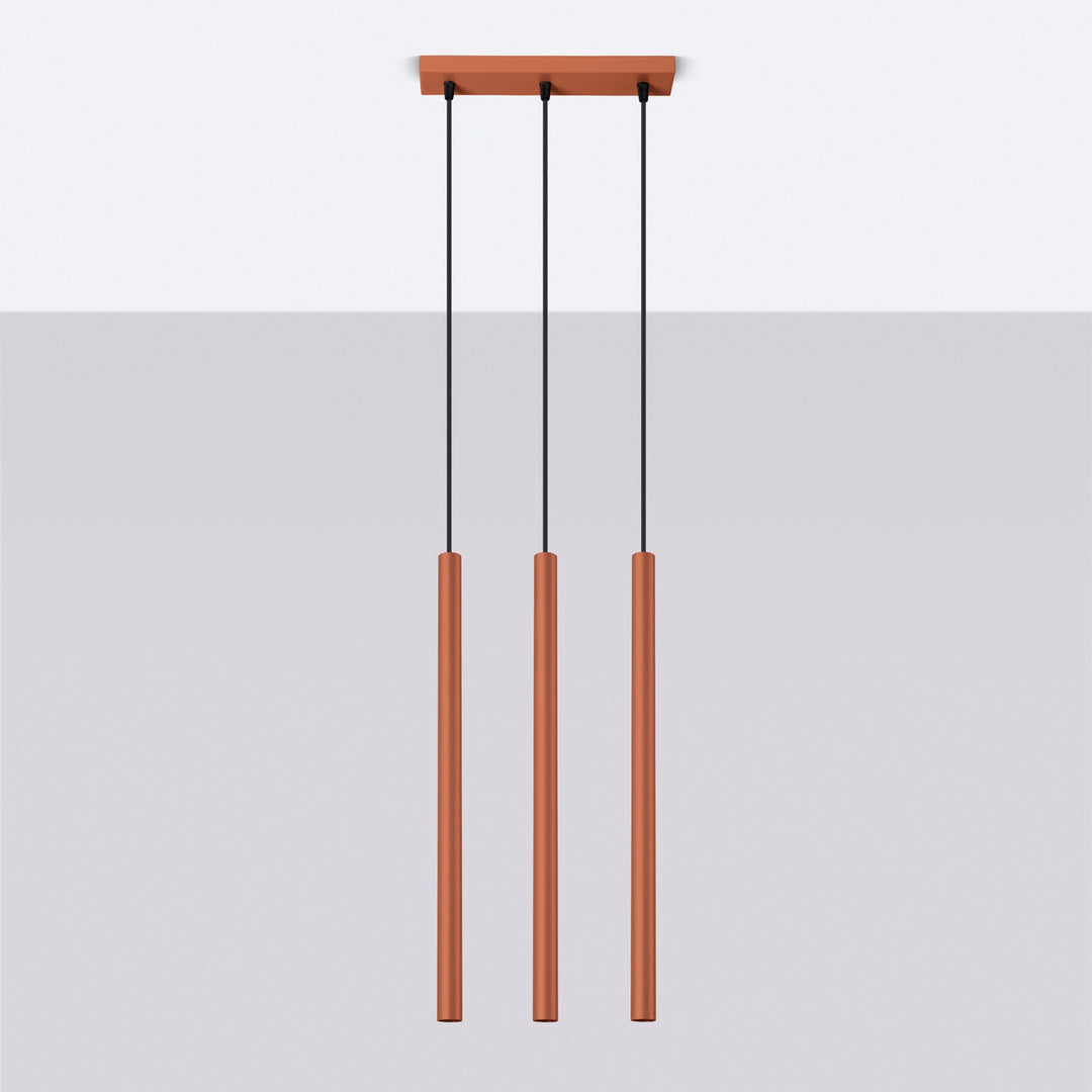 Suspension tube fin ocre rouge éteinte