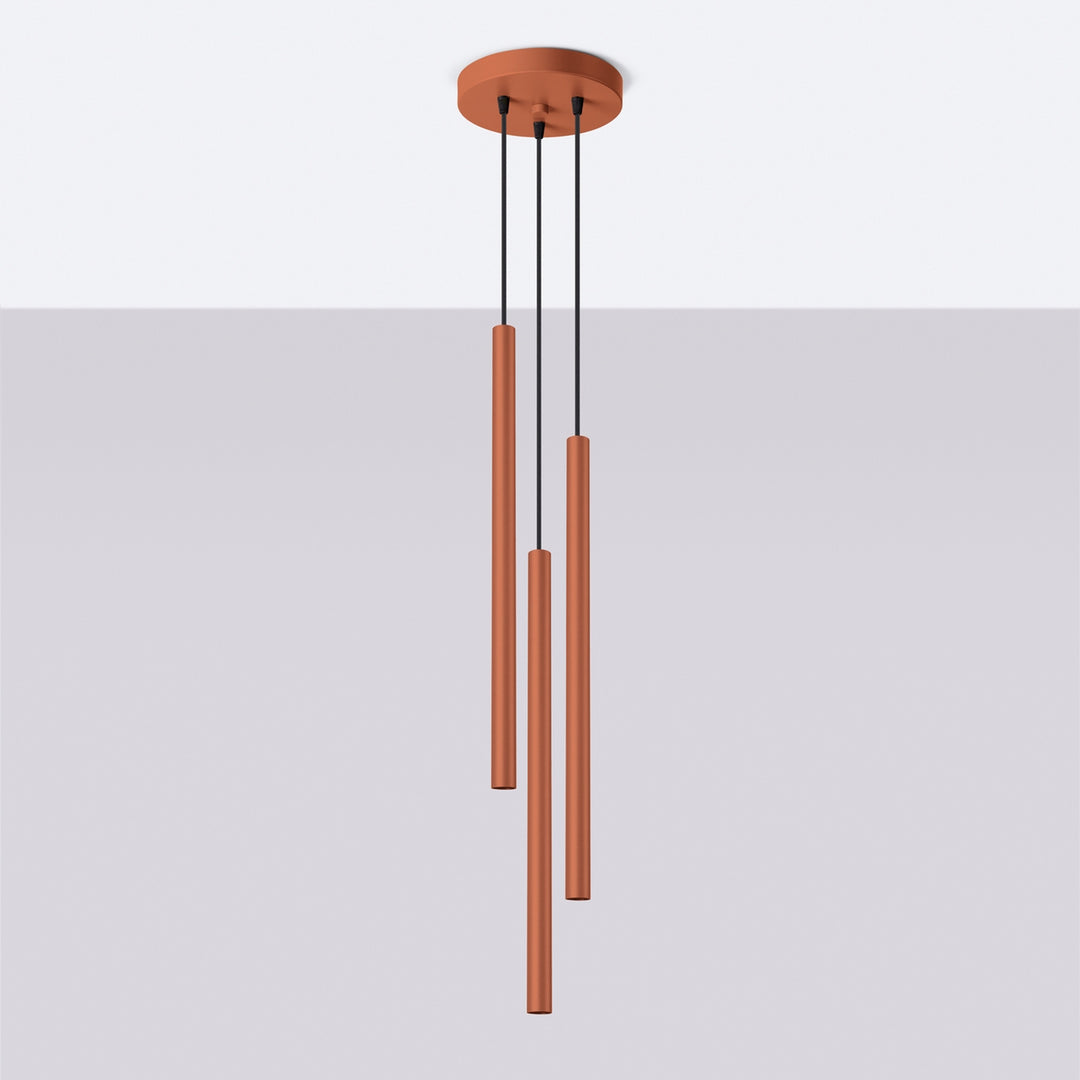 Suspension tube fin ocre rouge éteinte