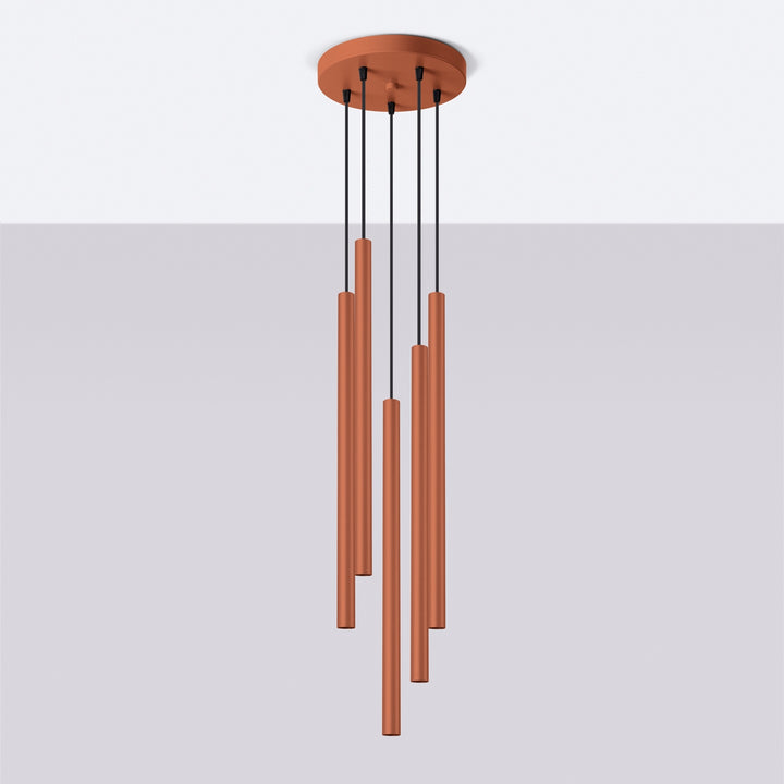 Suspension tube fin ocre rouge éteinte