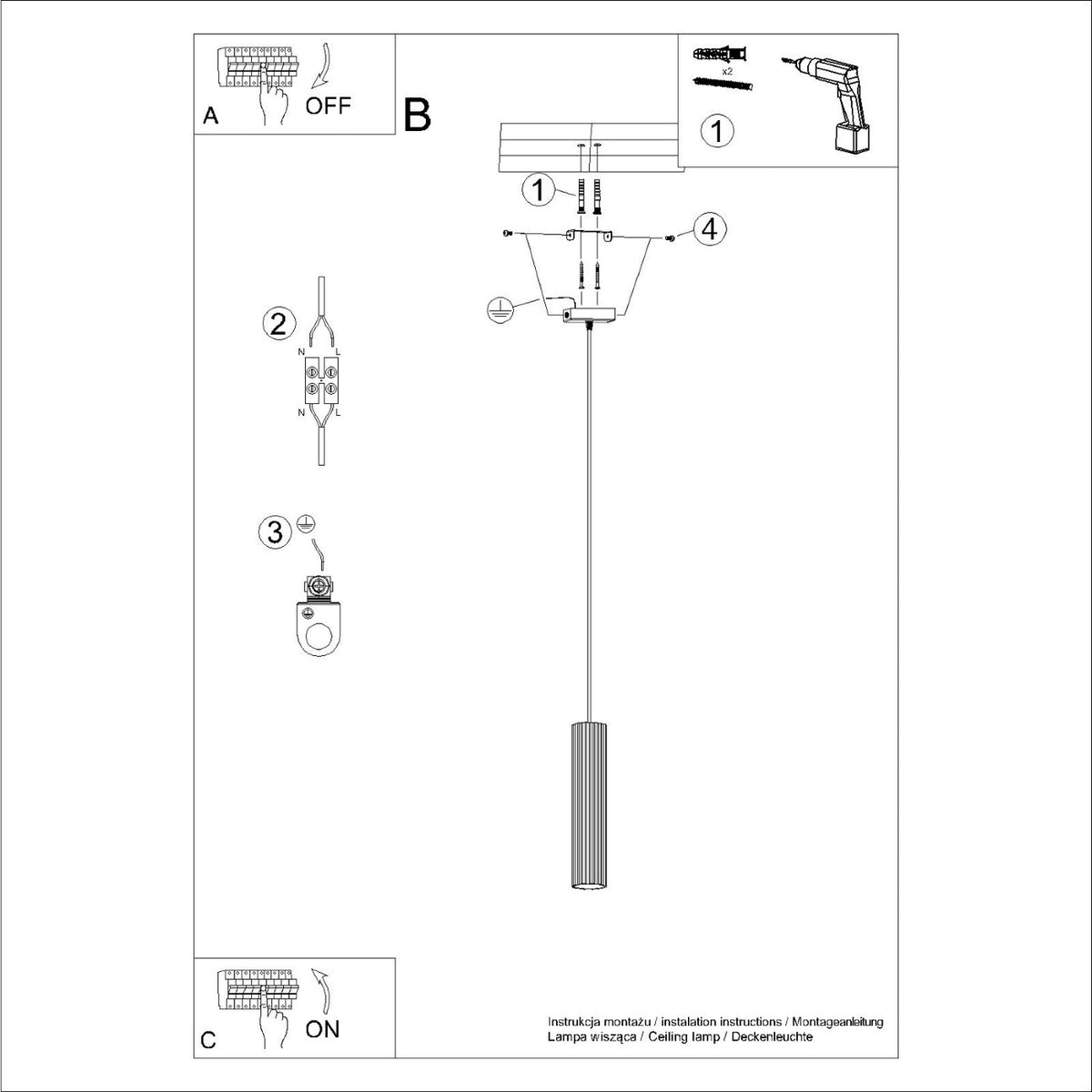 Schéma d'installation du luminaire