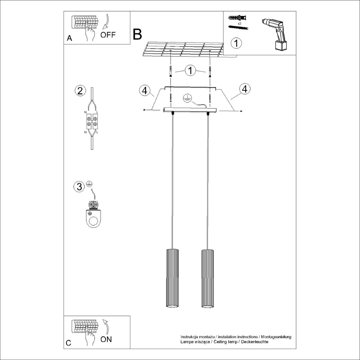 Schéma d'installation du luminaire