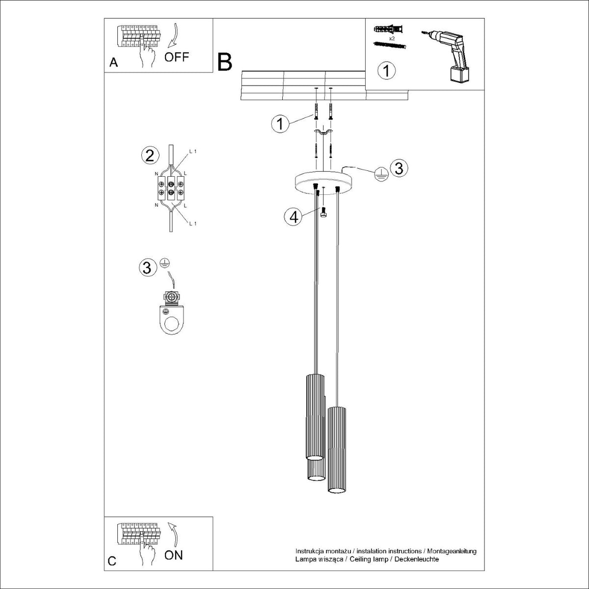 Schéma d'installation du luminaire