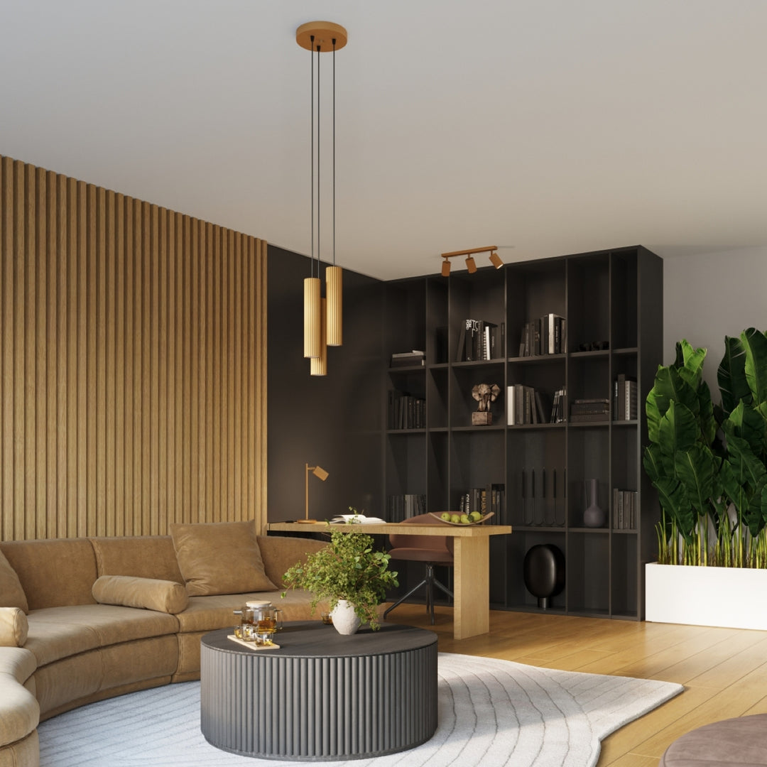 Luminaire Plafonnier doré dans un intérieur contemporain