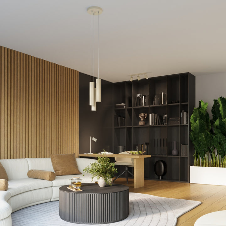 Luminaire Plafonnier beige dans un intérieur contemporain