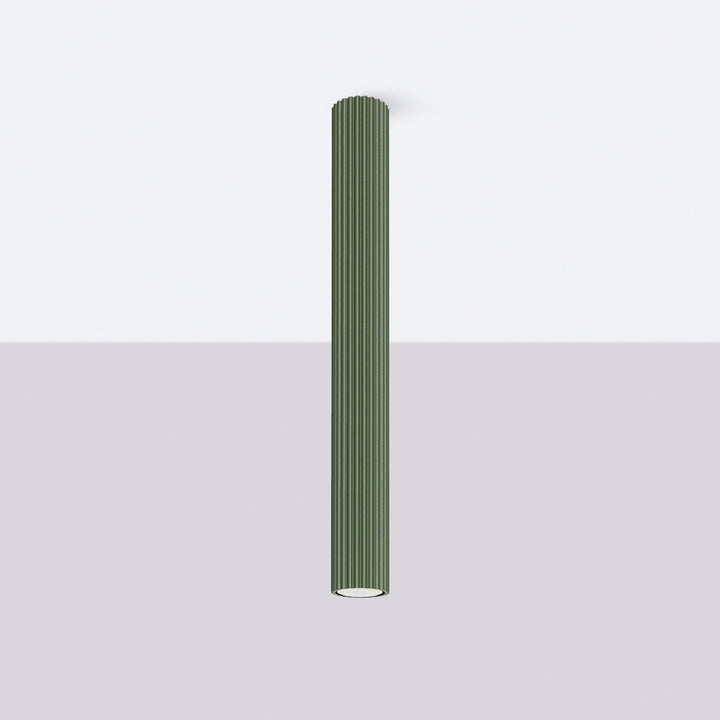 Luminaire Plafonnier vert olive éteinte, vue rapprochée